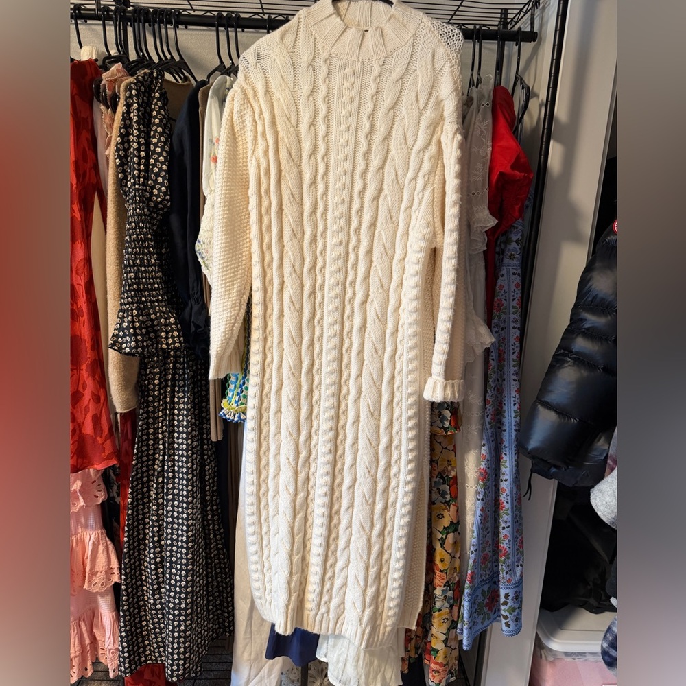 Mango Cream Knit Sweater Dress